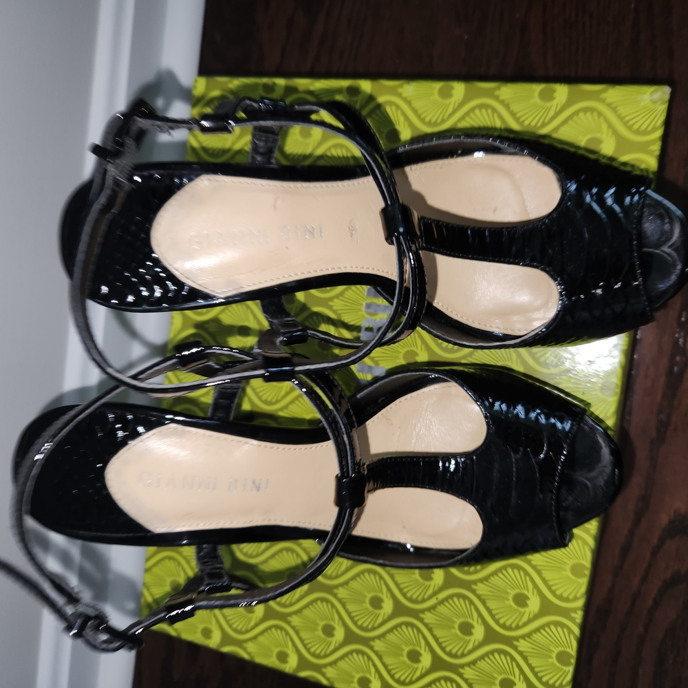 Black Strappy 5 inch Sandals - Picture 3 of 3